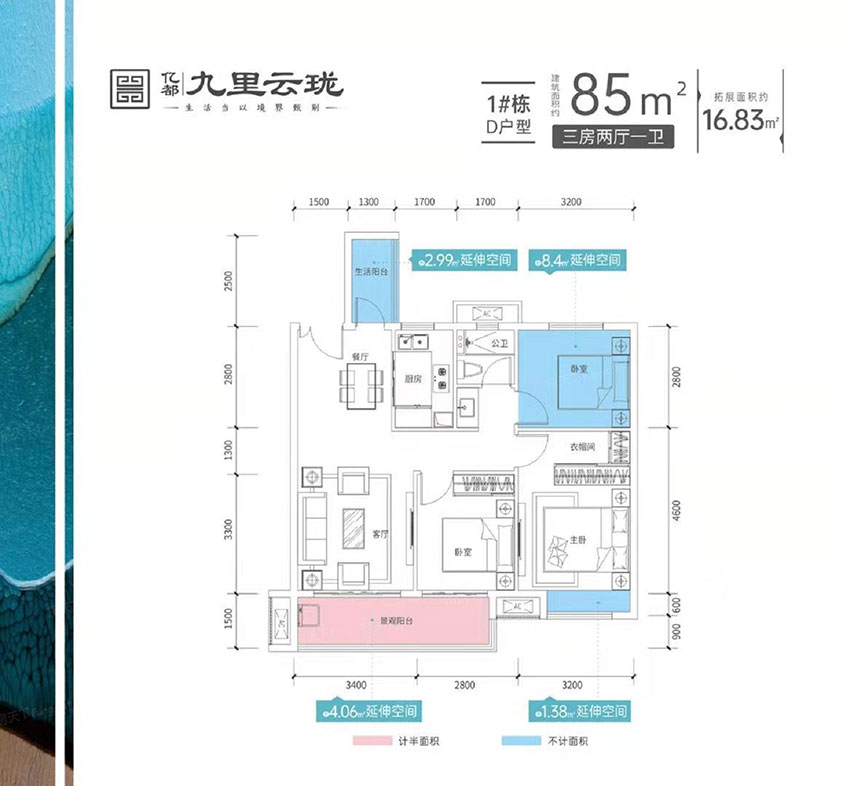 株洲石峰区亿都九里云珑为您提供该项目1#D户型图片鉴赏