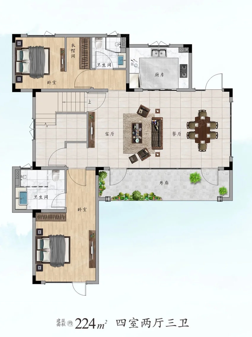 株洲石峰区绿城云栖桃源为您提供该项目建面约224㎡户型图片鉴赏