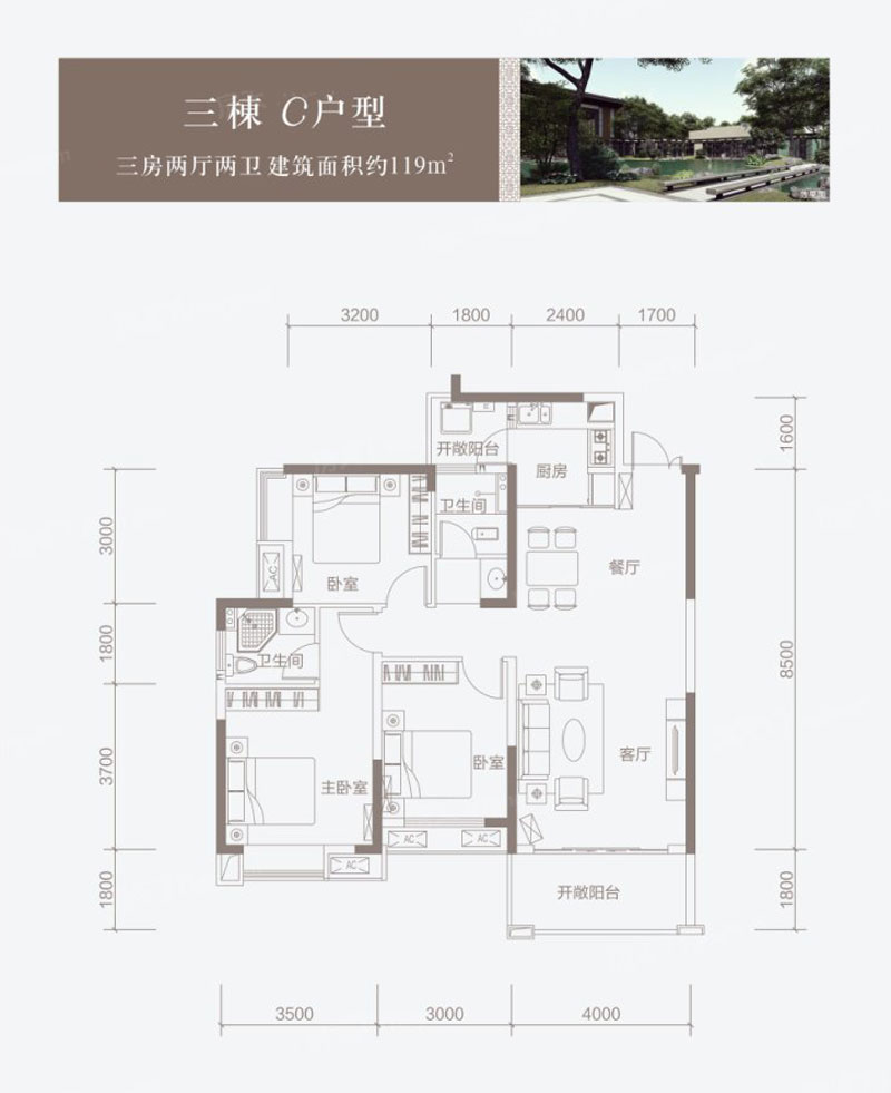 株洲天元区神农府为您提供该项目三栋C户型图片鉴赏