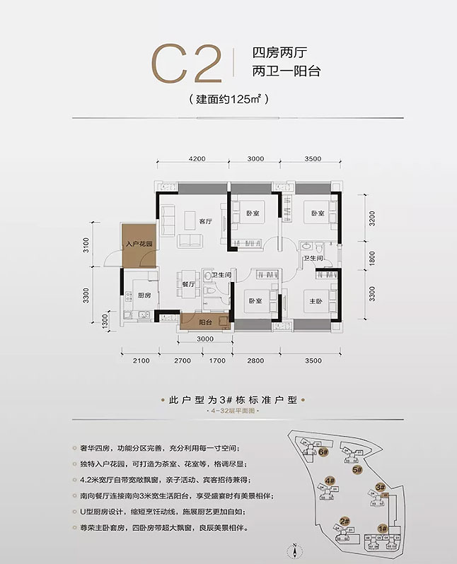 株洲荷塘区建宁檀府为您提供C2户型图片详情鉴赏