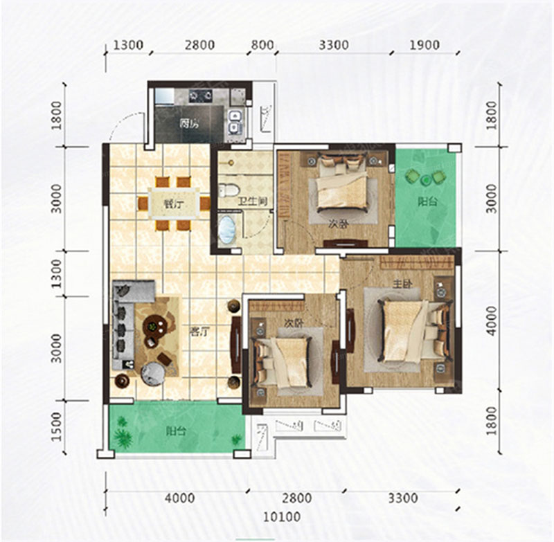 株洲荷塘区水竹佳苑为您提供建面约98㎡户型图片详情鉴赏