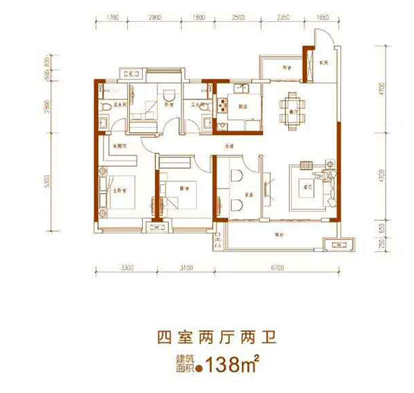 株洲荷塘区荣盛华府为您提供建面约138㎡户型图片详情鉴赏