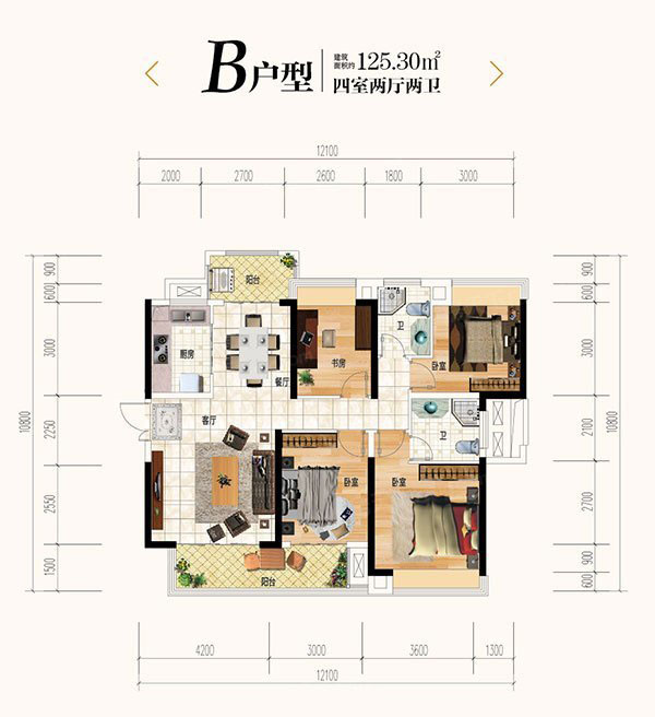株洲荷塘区荣盛华府为您提供B户型图片详情鉴赏
