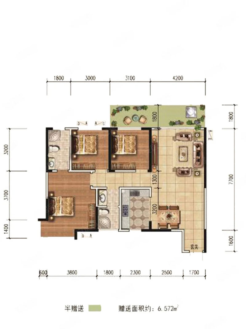 株洲荷塘区缤纷世家4期为您提供该项目01户型图片鉴赏
