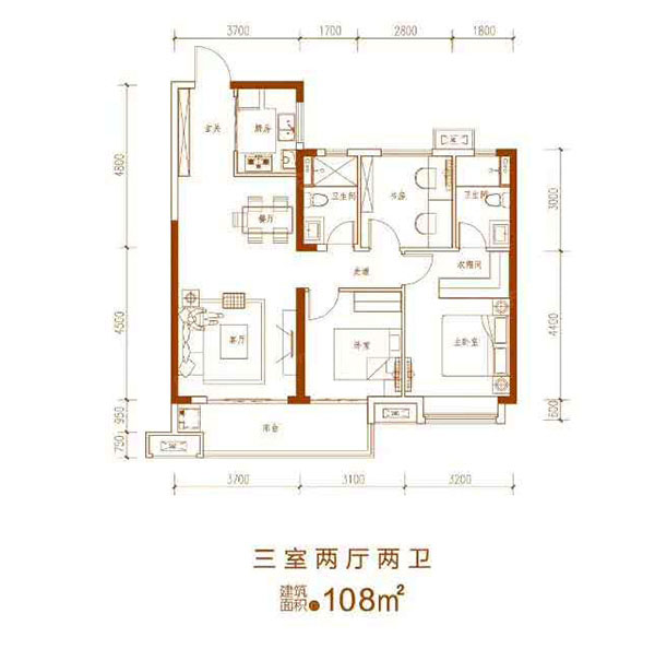 株洲荷塘区型格7都会为您提供建面约108㎡户型图片详情鉴赏