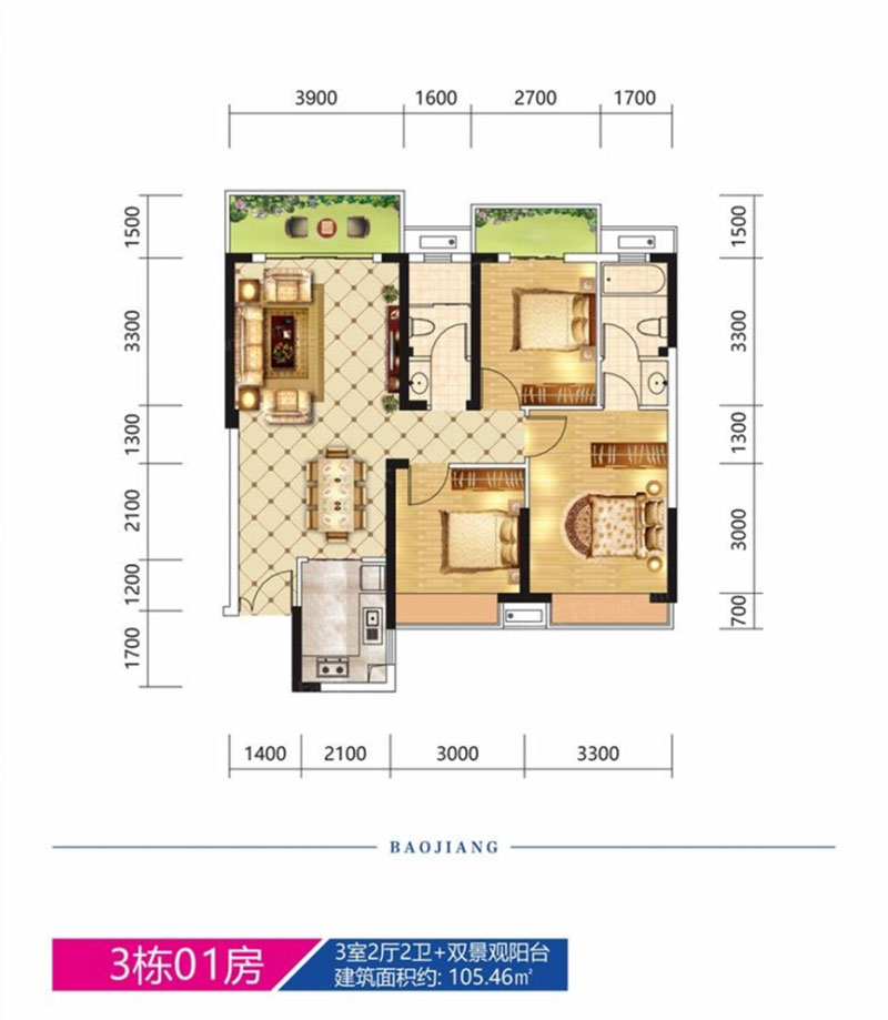 株洲芦淞区宝江南城首座为您提供该项目3#01户型图片鉴赏