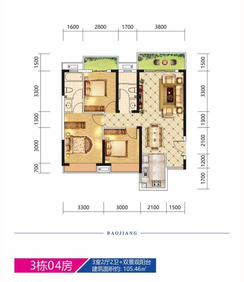 株洲芦淞区宝江南城首座为您提供该项目3#04户型图片鉴赏