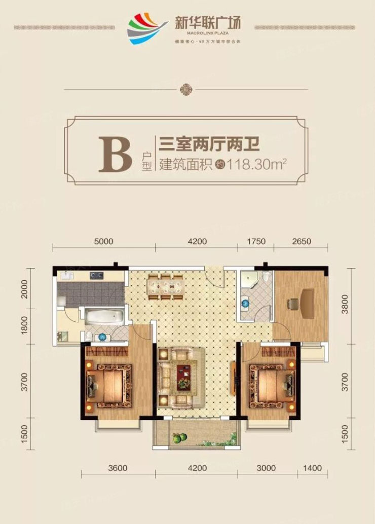 株洲-醴陵市新华联广场状元华府为您提供该项目B户型图片鉴赏