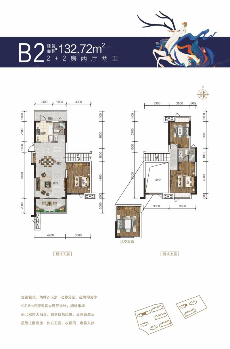 株洲-醴陵市滨湖壹号为您提供B2户型图片详情鉴赏